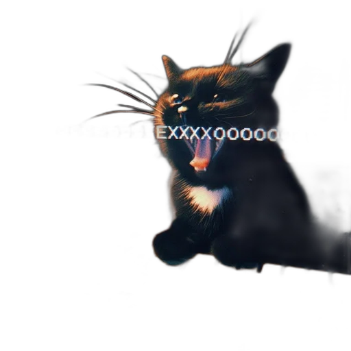 animal, creature, photorealistic, pixel art, concept art, 3d render, black, cat transparent PNG cut-out
