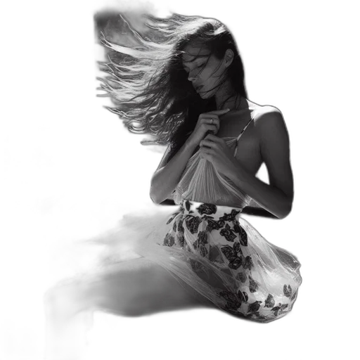dress, hair, jewelry, flower, photorealistic, pencil sketch, concept art, fantasy art transparent PNG cut-out