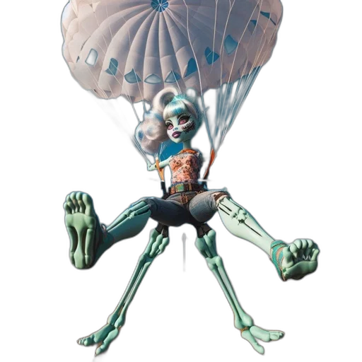 umbrella, creature, robot, mask, concept art, 3d render, fantasy art, vaporwave transparent PNG cut-out