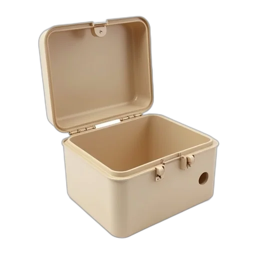jewelry, furniture, 3d render, golden, beige, plastic, box, hinged transparent PNG cut-out