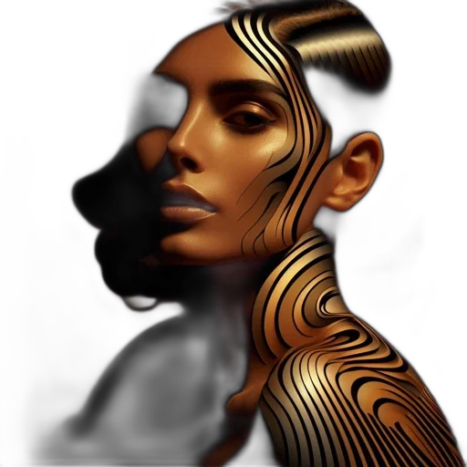 face, mask, jewelry, hair, fantasy art, photorealistic, concept art, 3d render transparent PNG cut-out