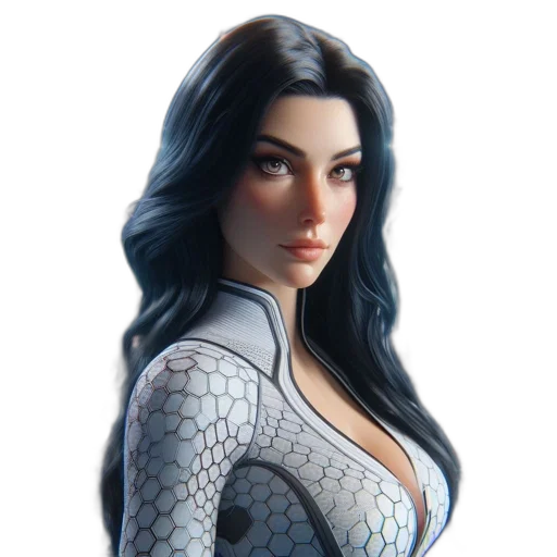 dress, face, fantasy art, concept art, 3d render, comic book art, female, character transparent PNG cut-out