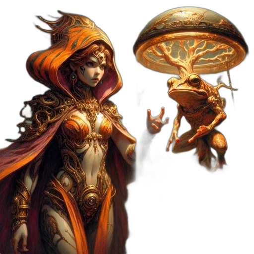 jewelry, staff, crown, concept art, fantasy art, comic book art, golden, earth tones transparent PNG cut-out