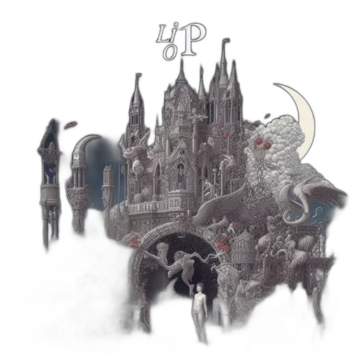 concept art, fantasy art, pixel art, watercolor, fog, monochrome, black, white transparent PNG cut-out
