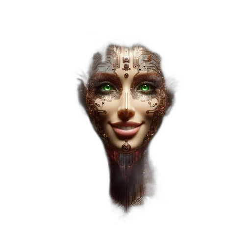 face, mask, creature, robot, concept art, fantasy art, photorealistic, 3d render transparent PNG cut-out