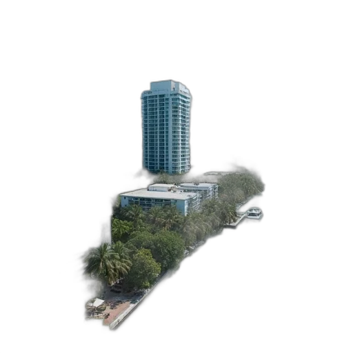 building, umbrella, robot, tree transparent PNG cut-out