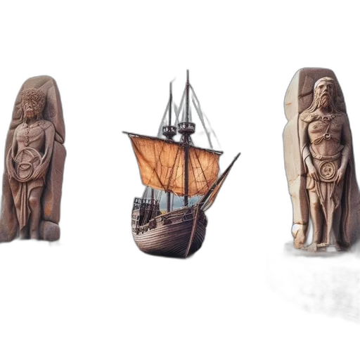 3d render, concept art, sailing, ship, brown, sail, anchored, calm transparent PNG cut-out