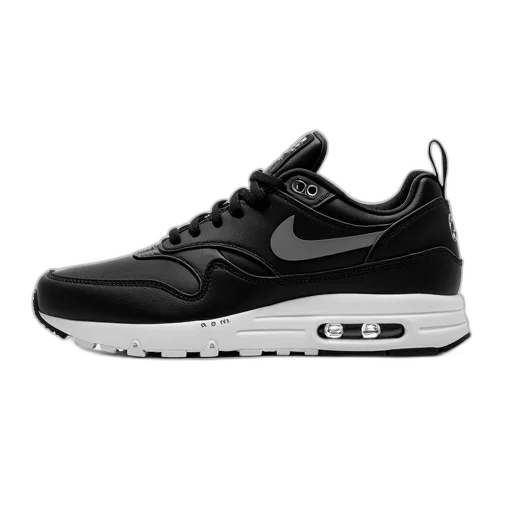 shoes, black, white, sneaker, upper, sole, displayed, against transparent PNG cut-out