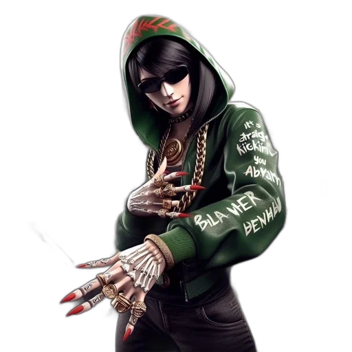 jacket, weapon, concept art, cyberpunk, comic book art, fantasy art, female, character transparent PNG cut-out