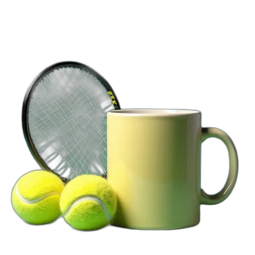 food, weapon, 3d render, photorealistic, green, tennis, racket, ball transparent PNG cut-out