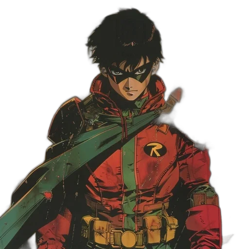 jacket, weapon, sword, dragon, comic book art, concept art, anime, watercolor transparent PNG cut-out