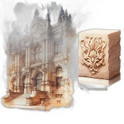 building, 3d render, concept art, photorealistic, fantasy art, fire, earth tones, artistic transparent PNG cut-out