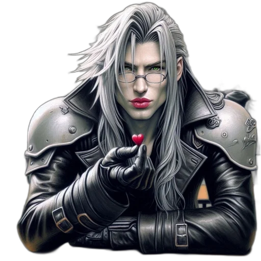 jacket, face, fantasy art, concept art, cyberpunk, pixel art, character, silver-grey transparent PNG cut-out