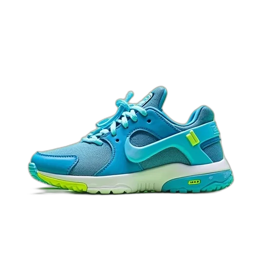 shoes, vaporwave, neon, blue transparent PNG cut-out