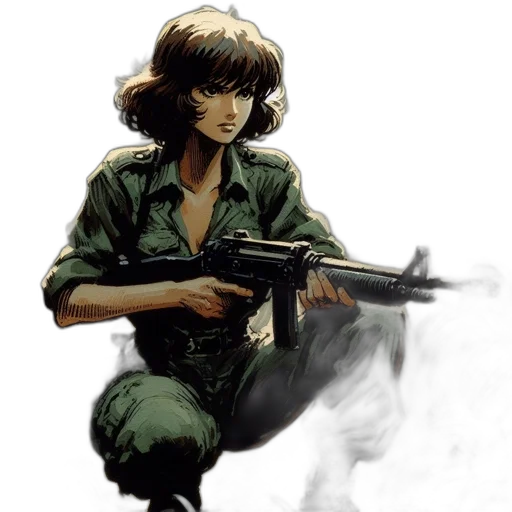 weapon, comic book art, concept art, anime, pixel art, animated, female, figure transparent PNG cut-out