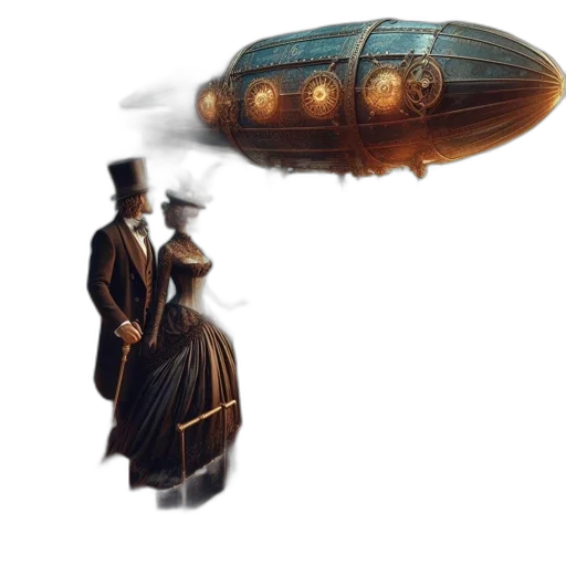 hat, umbrella, robot, dress, concept art, fantasy art, pixel art, comic book art transparent PNG cut-out