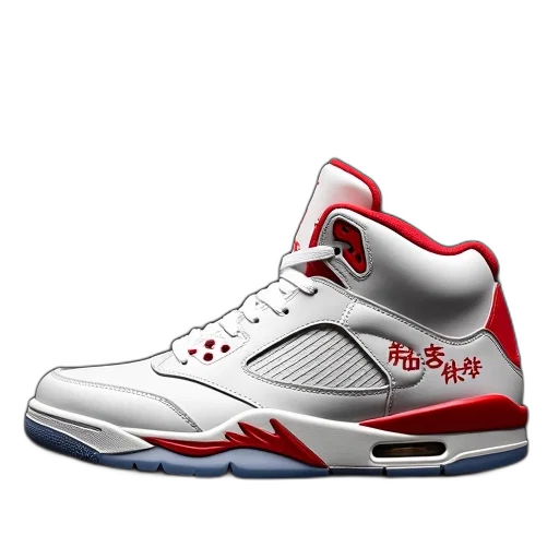 shoes, 3d render, photorealistic, pair, white, sneakers, red, accents transparent PNG cut-out