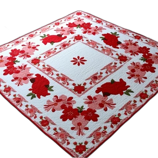 umbrella, crown, 3d render, red, white, quilt, floral, pattern transparent PNG cut-out