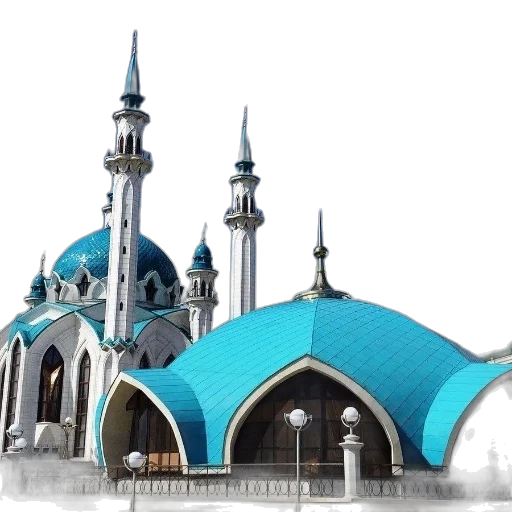 building, 3d render, concept art, photorealistic, pixel art, blue, striking, white transparent PNG cut-out