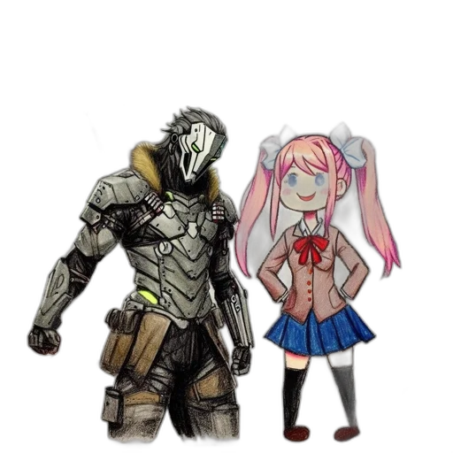 weapon, robot, mask, creature, concept art, anime, pixel art, fantasy art transparent PNG cut-out