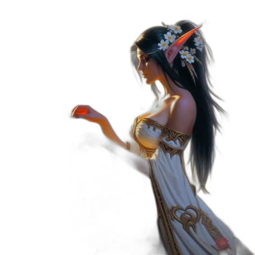 staff, jewelry, dress, weapon, fantasy art, concept art, 3d render, anime transparent PNG cut-out