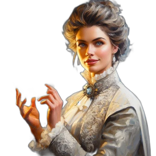 face, staff, jacket, dress, oil painting, photorealistic, concept art, fantasy art transparent PNG cut-out