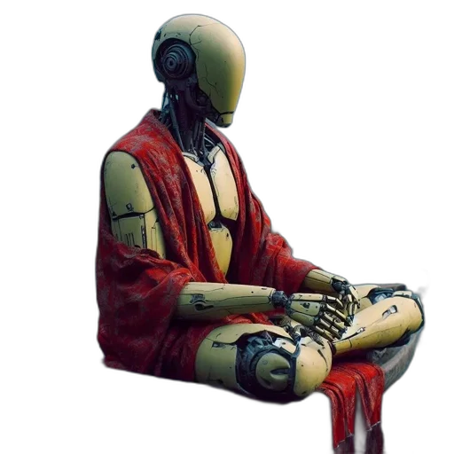 robot, jacket, furniture, mask, concept art, cyberpunk, 3d render, pixel art transparent PNG cut-out
