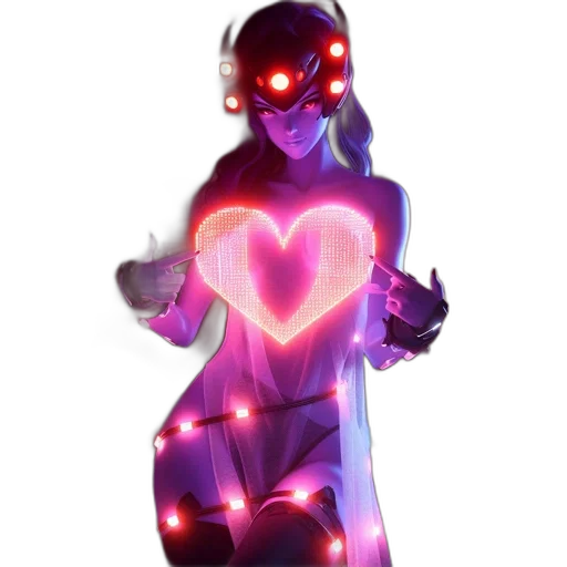 dress, robot, staff, concept art, pixel art, cyberpunk, 3d render, neon lights transparent PNG cut-out
