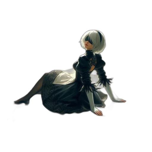 dress, robot, hair, hat, 3d render, concept art, photorealistic, anime transparent PNG cut-out