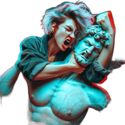 mask, jacket, creature, face, vaporwave, cyberpunk, photorealistic, 3d render transparent PNG cut-out