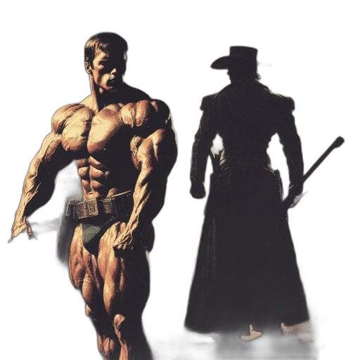 comic book art, concept art, fantasy art, pixel art, two, men, display, their transparent PNG cut-out