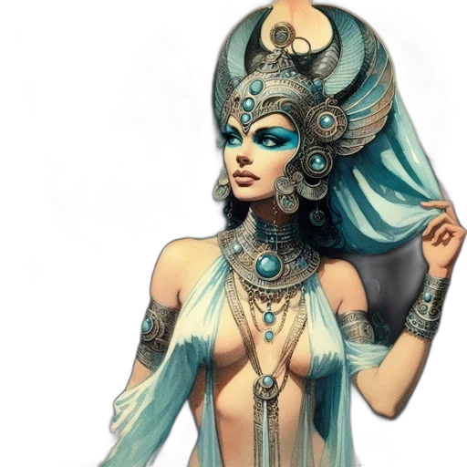 jewelry, mask, dress, crown, fantasy art, concept art, comic book art, photorealistic transparent PNG cut-out