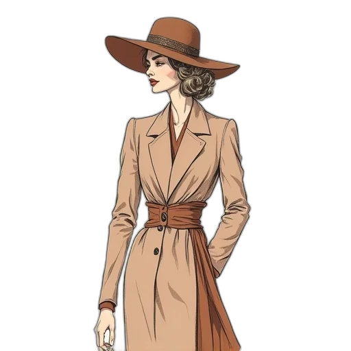 dress, hat, staff, jacket transparent PNG cut-out