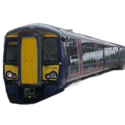 weapon, 3d render, photorealistic, blue, yellow, train, number, 377 transparent PNG cut-out