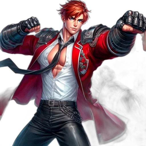 jacket, concept art, fantasy art, comic book art, photorealistic, red, animated, figure transparent PNG cut-out