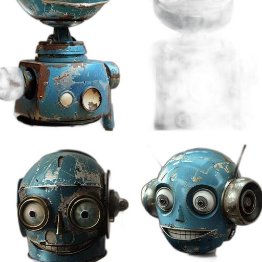robot, mask, staff, concept art, 3d render, photorealistic, fantasy art, blue transparent PNG cut-out