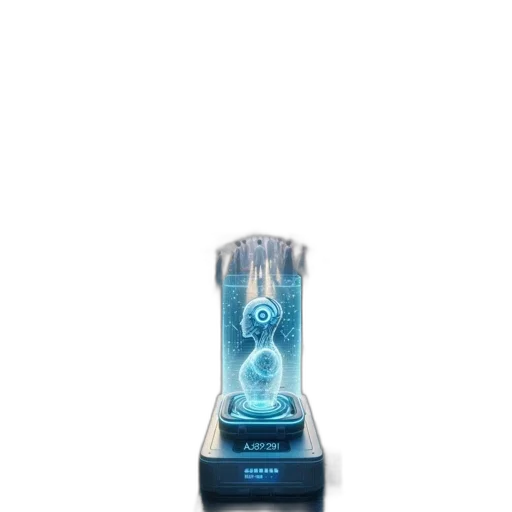 bottle, robot, staff, weapon, 3d render, concept art, photorealistic, outer space transparent PNG cut-out