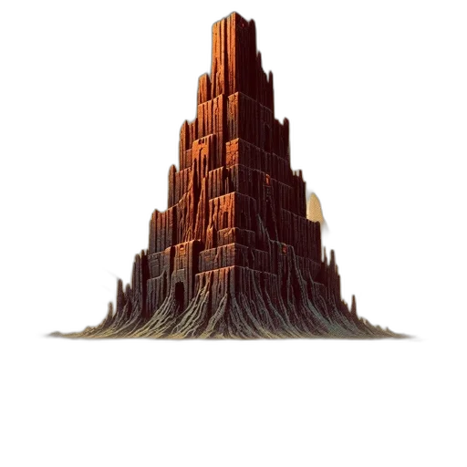 crown, building, tree, hair, pixel art, concept art, 3d render, fantasy art transparent PNG cut-out