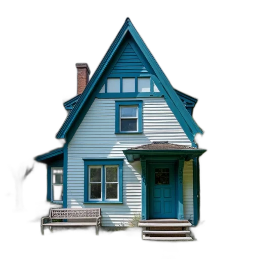 building, furniture, 3d render, photorealistic, concept art, blue, pastel, quaint transparent PNG cut-out
