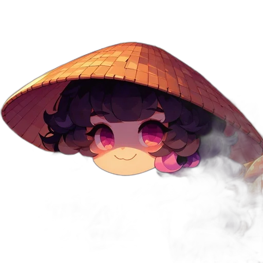 hat, staff, umbrella, mask, watercolor, anime, concept art, pixel art transparent PNG cut-out