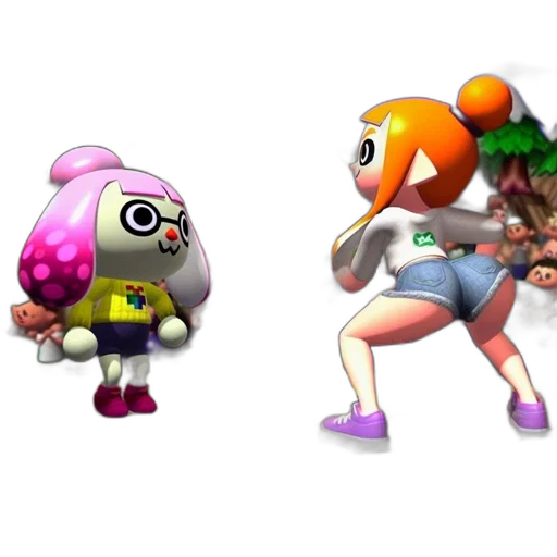 concept art, 3d render, pastel, monochrome, colorful, two, animated, characters transparent PNG cut-out