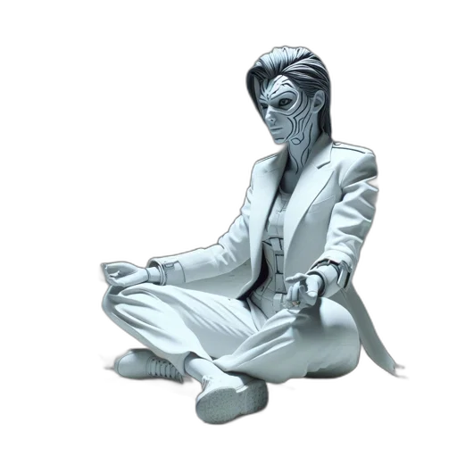 staff, robot, jewelry, mask, concept art, 3d render, vaporwave, pixel art transparent PNG cut-out