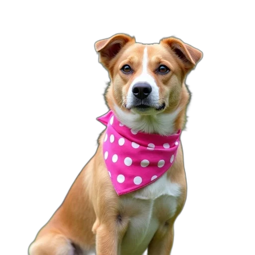 staff, animal, dog, pink, polka, dot, bandana, around transparent PNG cut-out