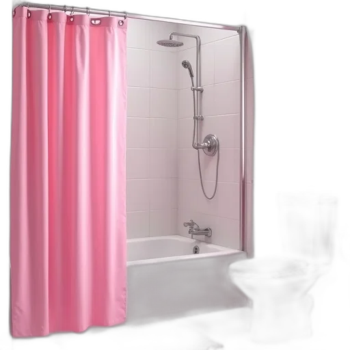 3d render, pastel, pink, bathroom, white, toilet, shower, stall transparent PNG cut-out