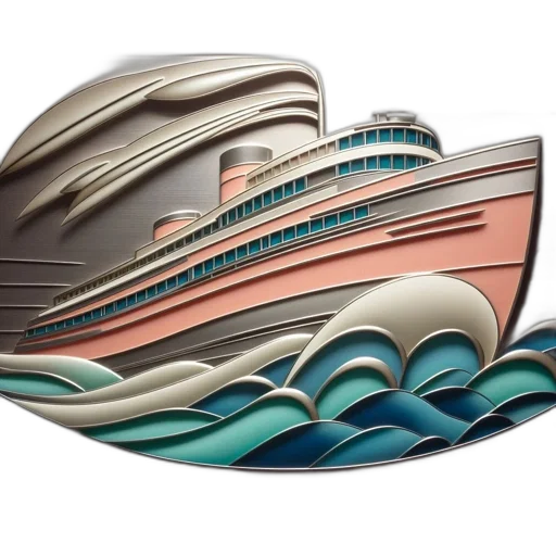 photorealistic, 3d render, vaporwave, stylized, ship, modern, design, vibrant transparent PNG cut-out