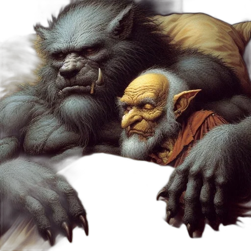 concept art, fantasy art, photorealistic, comic book art, two, fantastical, creatures, reside transparent PNG cut-out