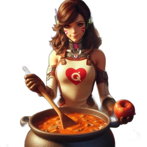 food, robot, staff, concept art, fantasy art, pixel art, comic book art, red transparent PNG cut-out