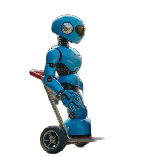 robot, 3d render, concept art, blue, moving, boxes, box, cart transparent PNG cut-out