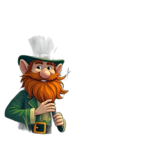 staff, hat, 3d render, concept art, cartoon, pixel art, shamrocks, leprechaun transparent PNG cut-out