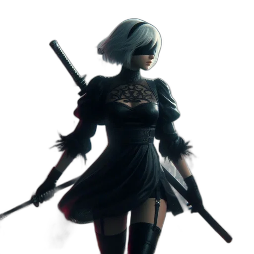 sword, staff, weapon, dress, concept art, fantasy art, 3d render, cyberpunk transparent PNG cut-out